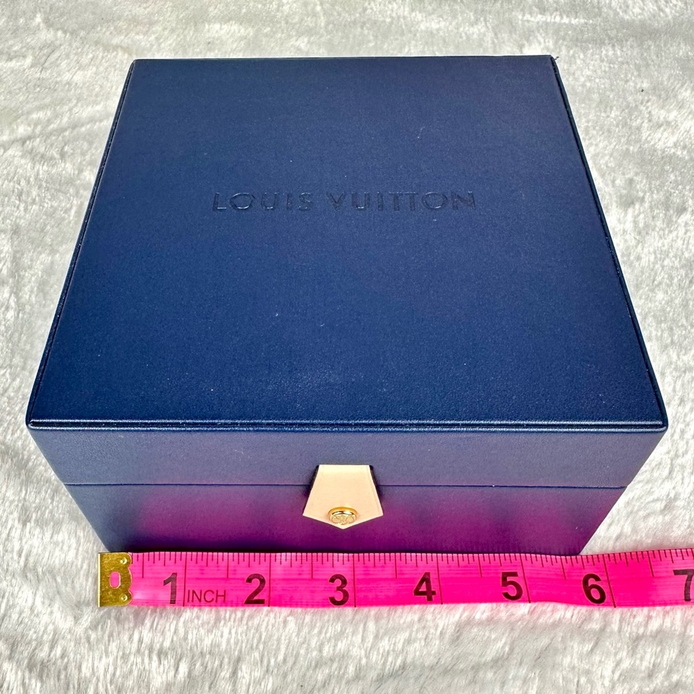Louis Vuitton Large size Blue Leather jewelry box or watch box LIKE NEW RARE - Picture 11 of 13